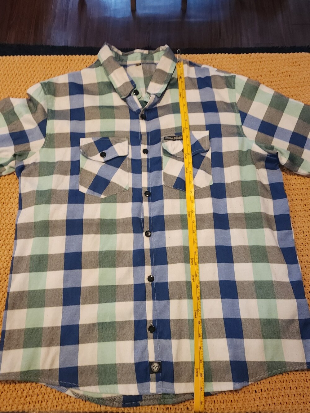 Demos Behind Me XXL - Plaid Button-Down Shirt in Blue, Green & White